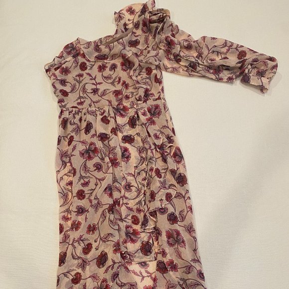 For Love & Lemons Agnes Pink Floral One Shoulder Dress, Small - Picture 5 of 6